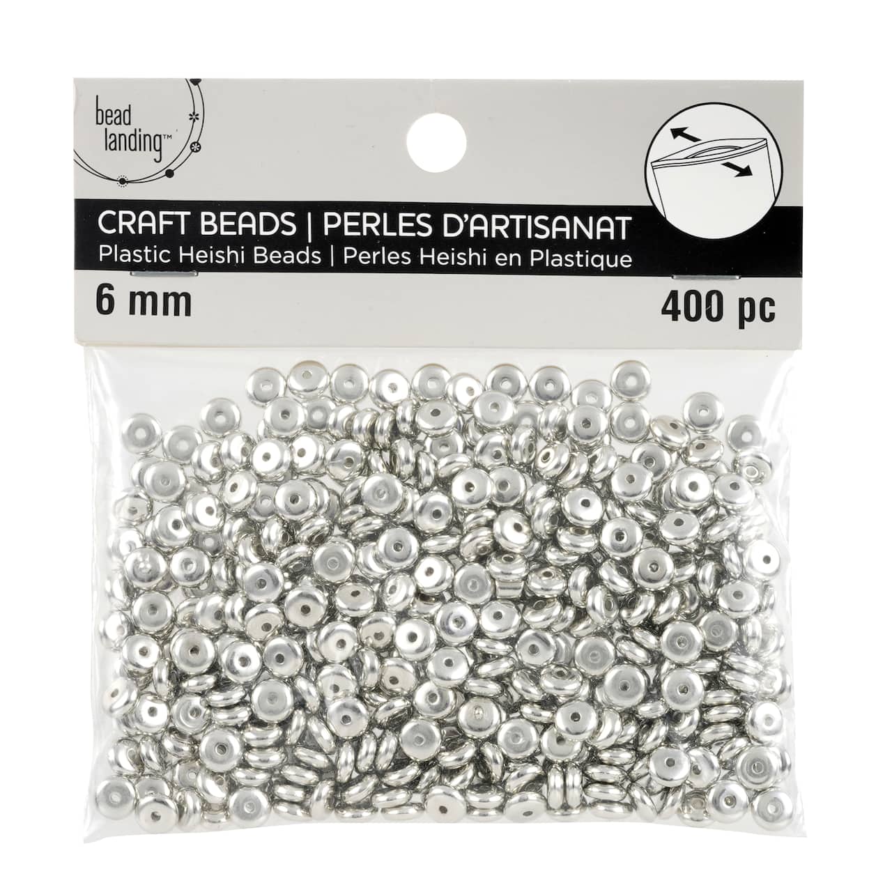 12 Packs: 400 ct. (4,800 total) Silver Plastic Heishi Craft Beads, 6mm by Bead Landing™
